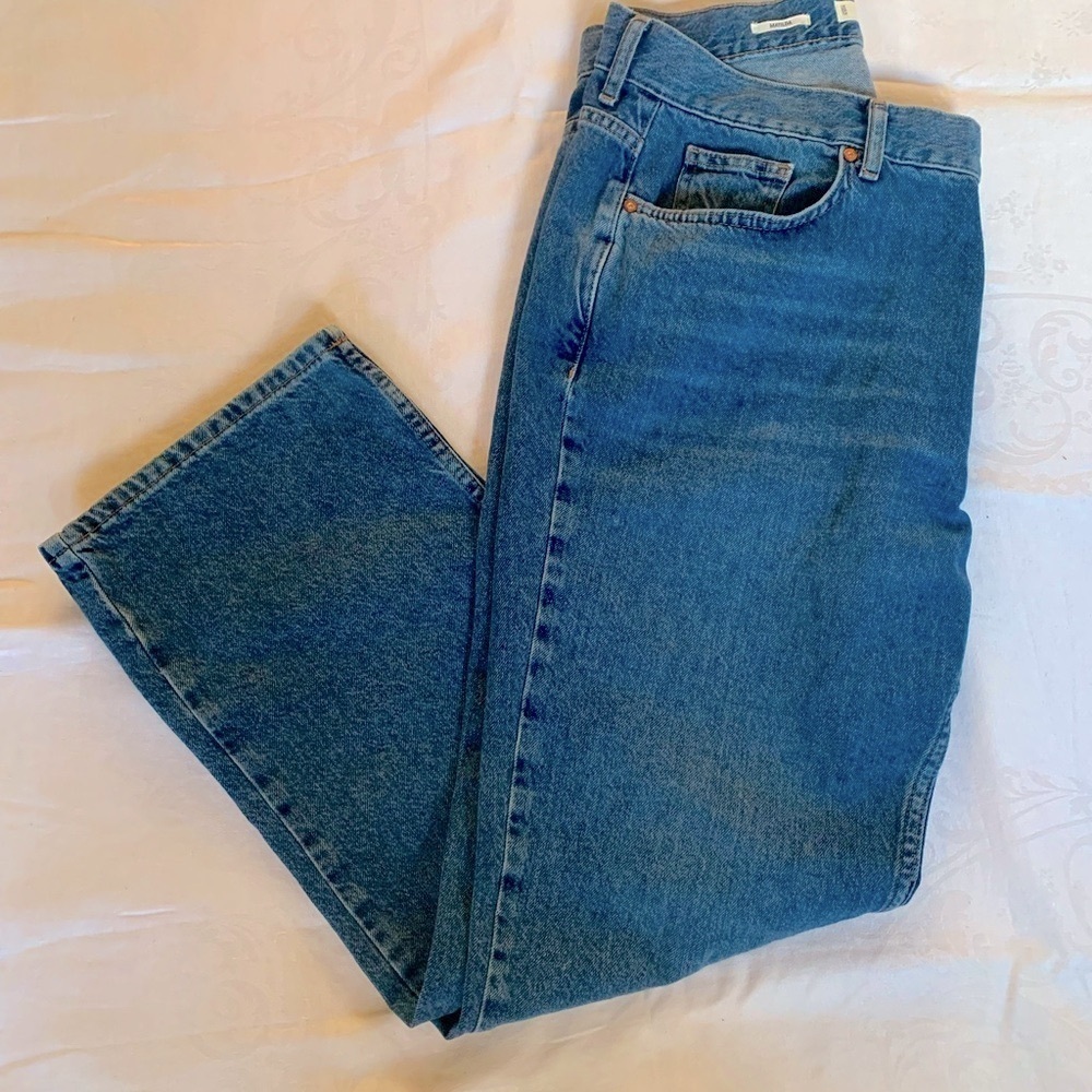 MANGO MNG MATILDA DENIM STRAIGHT MID RISE JEANS 
SIZE 14 TALL